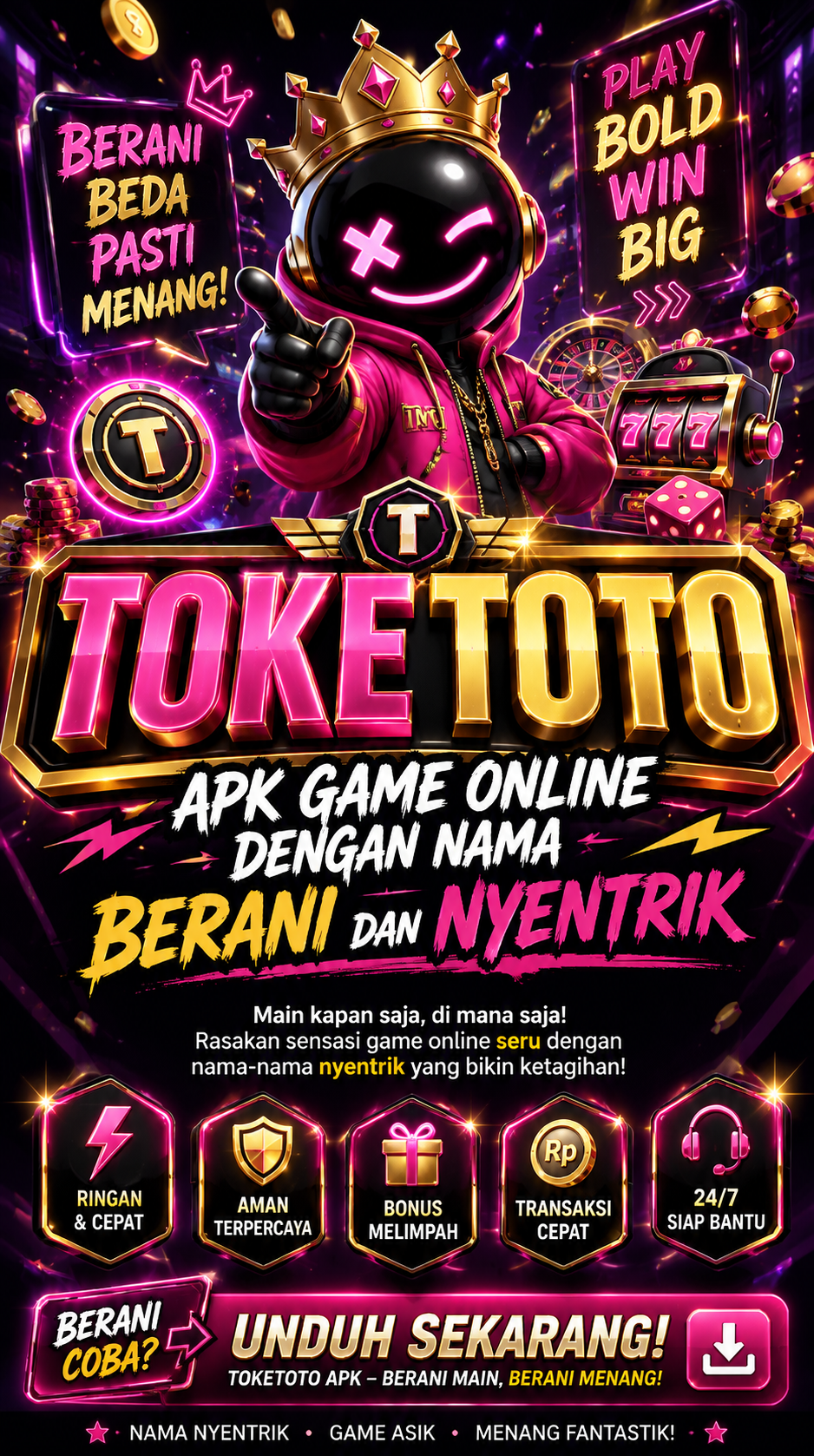 Cuplikan layar menu unduhan TOKETOTO untuk perangkat Android